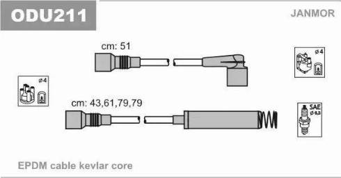 Janmor ODU211 - Augstsprieguma vadu komplekts www.autospares.lv