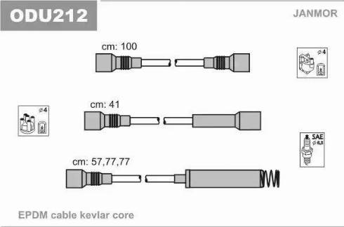 Janmor ODU212 - Augstsprieguma vadu komplekts www.autospares.lv