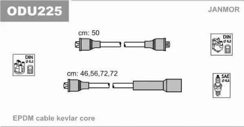 Janmor ODU225 - Augstsprieguma vadu komplekts www.autospares.lv