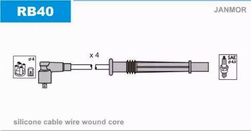 Janmor RB40 - Augstsprieguma vadu komplekts www.autospares.lv