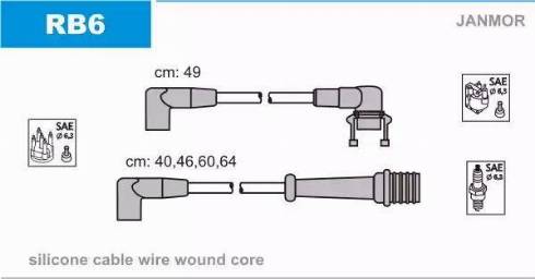 Janmor RB6 - Augstsprieguma vadu komplekts www.autospares.lv