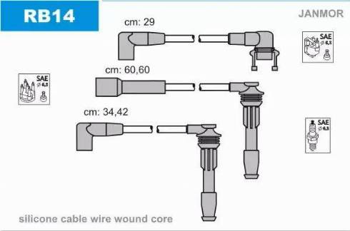 Janmor RB14 - Augstsprieguma vadu komplekts www.autospares.lv