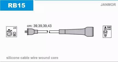 Janmor RB15 - Augstsprieguma vadu komplekts www.autospares.lv