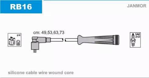 Janmor RB16 - Augstsprieguma vadu komplekts www.autospares.lv