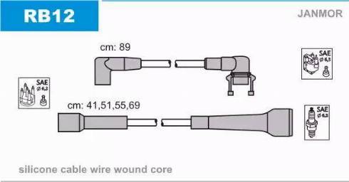 Janmor RB12 - Augstsprieguma vadu komplekts www.autospares.lv