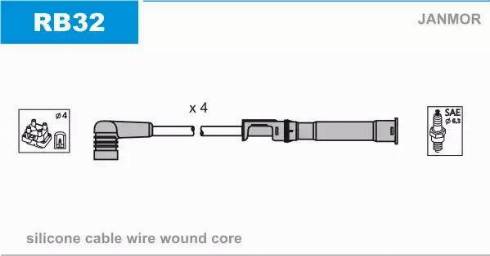 Janmor RB32 - Augstsprieguma vadu komplekts www.autospares.lv