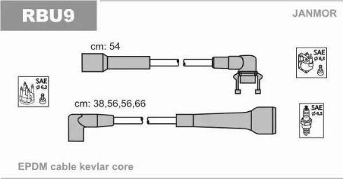 Janmor RBU9 - Augstsprieguma vadu komplekts www.autospares.lv