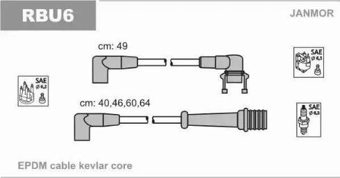 Janmor RBU6 - Augstsprieguma vadu komplekts www.autospares.lv