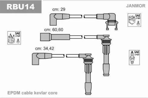 Janmor RBU14 - Augstsprieguma vadu komplekts www.autospares.lv