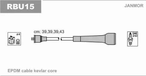 Janmor RBU15 - Augstsprieguma vadu komplekts www.autospares.lv