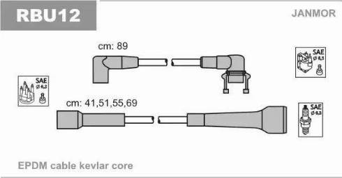 Janmor RBU12 - Augstsprieguma vadu komplekts www.autospares.lv