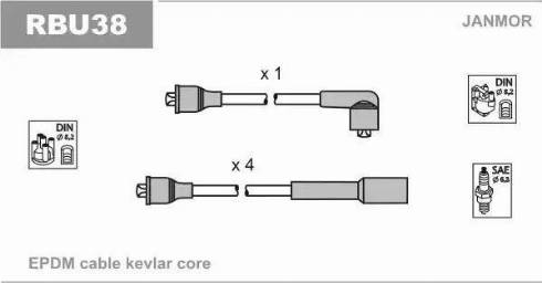 Janmor RBU38 - Augstsprieguma vadu komplekts www.autospares.lv