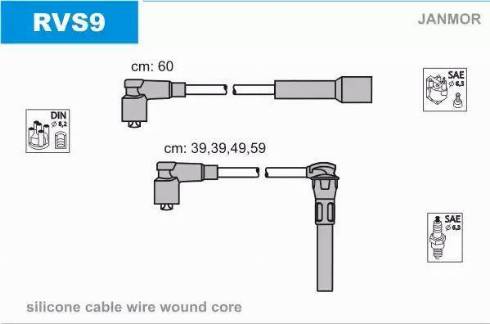 Janmor RVS9 - Augstsprieguma vadu komplekts www.autospares.lv