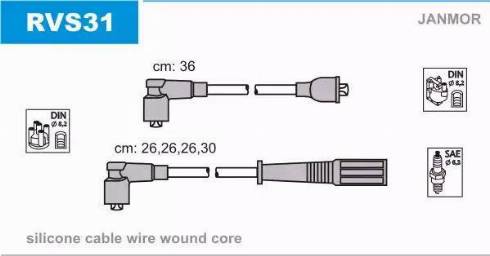 Janmor RVS31 - Augstsprieguma vadu komplekts www.autospares.lv