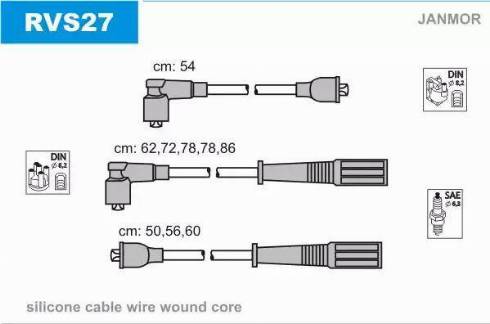 Janmor RVS27 - Augstsprieguma vadu komplekts www.autospares.lv