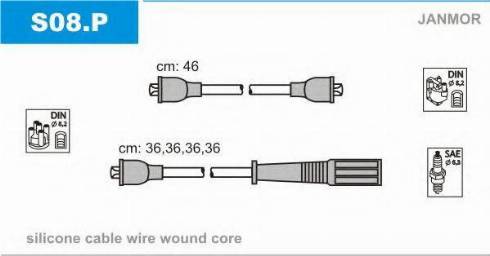 Janmor S08.P - Augstsprieguma vadu komplekts www.autospares.lv