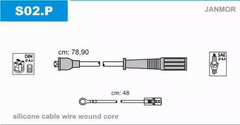 Janmor S02.P - Augstsprieguma vadu komplekts www.autospares.lv