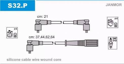 Janmor S32.P - Augstsprieguma vadu komplekts www.autospares.lv