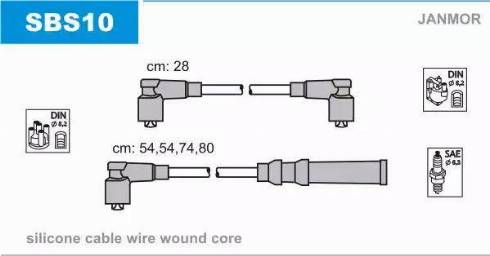 Janmor SBS10 - Augstsprieguma vadu komplekts www.autospares.lv