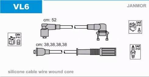 Janmor VL6 - Augstsprieguma vadu komplekts www.autospares.lv