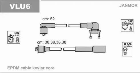 Janmor VLU6 - Augstsprieguma vadu komplekts www.autospares.lv