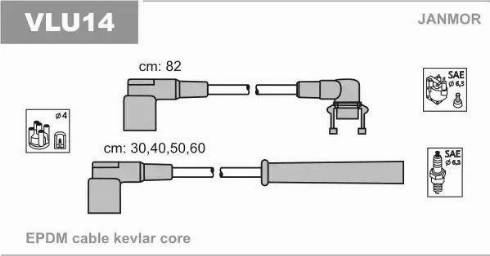 Janmor VLU14 - Augstsprieguma vadu komplekts www.autospares.lv