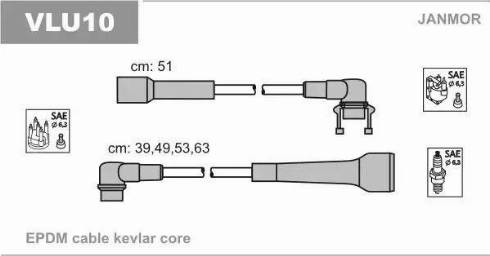 Janmor VLU10 - Augstsprieguma vadu komplekts www.autospares.lv