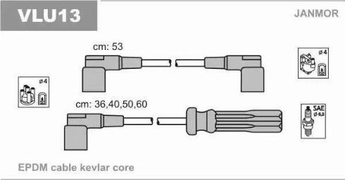 Janmor VLU13 - Augstsprieguma vadu komplekts www.autospares.lv