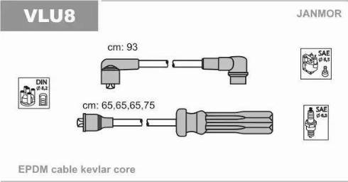 Janmor VLU8 - Augstsprieguma vadu komplekts autospares.lv