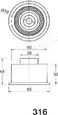 Japanparts BE-316 - Siksnas spriegotājs, Zobsiksna www.autospares.lv