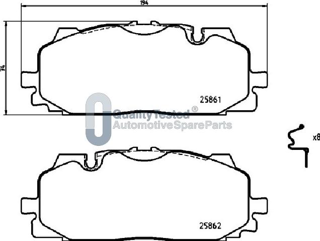 Japanparts PA0958JM - Bremžu uzliku kompl., Disku bremzes www.autospares.lv