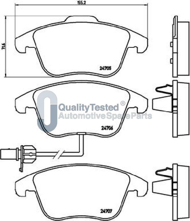 Japanparts PA0915JM - Bremžu uzliku kompl., Disku bremzes www.autospares.lv