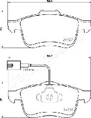 Japanparts PA-0221AF - Bremžu uzliku kompl., Disku bremzes autospares.lv