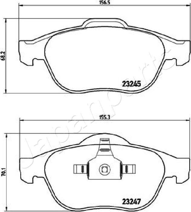 Japanparts PA-0708AF - Тормозные колодки, дисковые, комплект www.autospares.lv