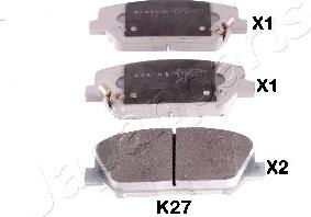 Japanparts PA-K27AF - Тормозные колодки, дисковые, комплект www.autospares.lv