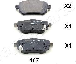 Japanparts PP-107AF - Bremžu uzliku kompl., Disku bremzes autospares.lv