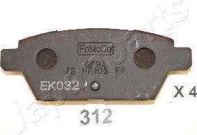 Japanparts PP-312AF - Тормозные колодки, дисковые, комплект www.autospares.lv