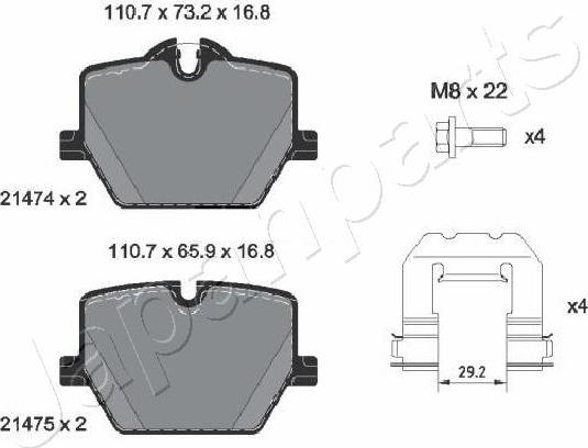 Japanparts PP-266AF - Bremžu uzliku kompl., Disku bremzes www.autospares.lv