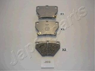 Japanparts PP-203AF - Тормозные колодки, дисковые, комплект www.autospares.lv