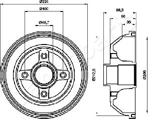 Japanparts TA-0408 - Bremžu trumulis www.autospares.lv