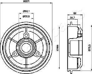 Japanparts TA-0607 - Тормозной барабан www.autospares.lv