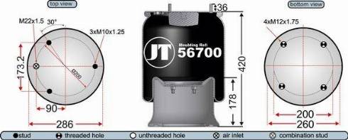 Juratek JAA56701 - Pneimoatsperes spilvens, Pneimopiekare autospares.lv