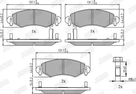 Jurid 571981J - Тормозные колодки, дисковые, комплект www.autospares.lv