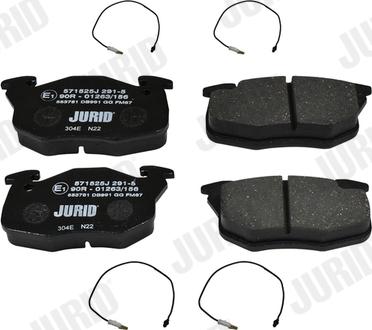 Jurid 571525J - Тормозные колодки, дисковые, комплект www.autospares.lv