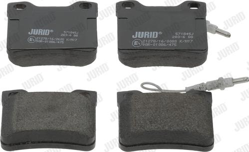 Jurid 571845J - Тормозные колодки, дисковые, комплект www.autospares.lv