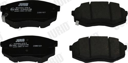 Jurid 573454J - Тормозные колодки, дисковые, комплект www.autospares.lv