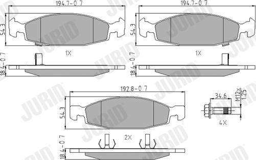 Jurid 573077J - Bremžu uzliku kompl., Disku bremzes www.autospares.lv