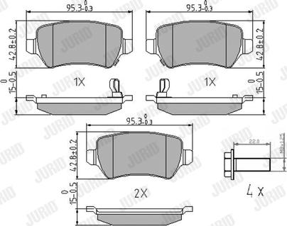 Jurid 573122J - Тормозные колодки, дисковые, комплект www.autospares.lv