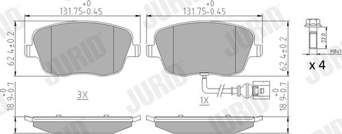 Jurid 573127J - Тормозные колодки, дисковые, комплект www.autospares.lv