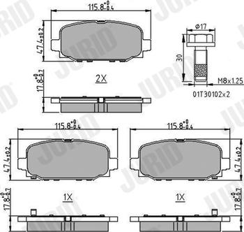 Jurid 573824J - Bremžu uzliku kompl., Disku bremzes www.autospares.lv